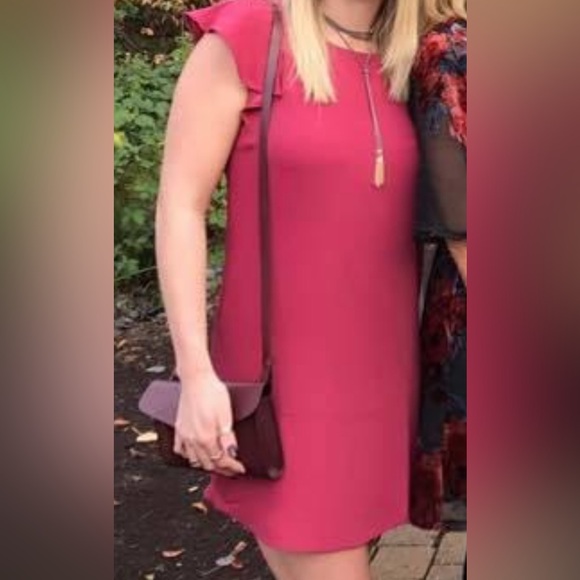 Red Adrienne Vittadini Flutter Sleeve Mini Dress - Picture 1 of 6